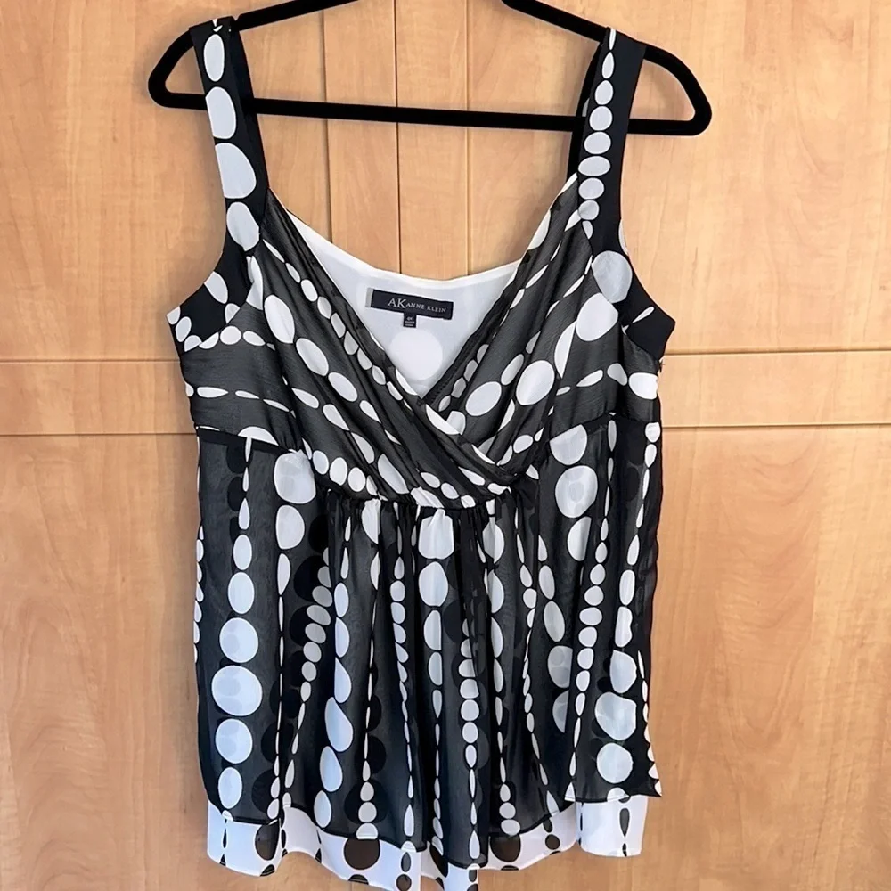 ANNE Klein  Chiffon Dot Tank,  Size 0X NWOT - Picture 2 of 10